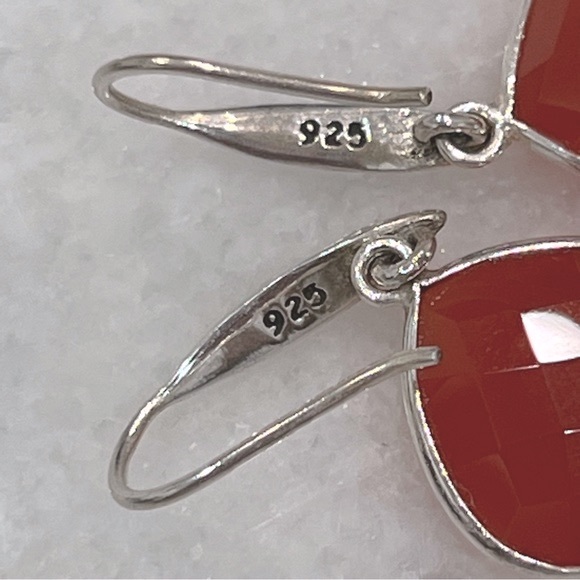 Red Agate Sterling Silver Multifaceted Dangle Earring - Picture 8 of 8